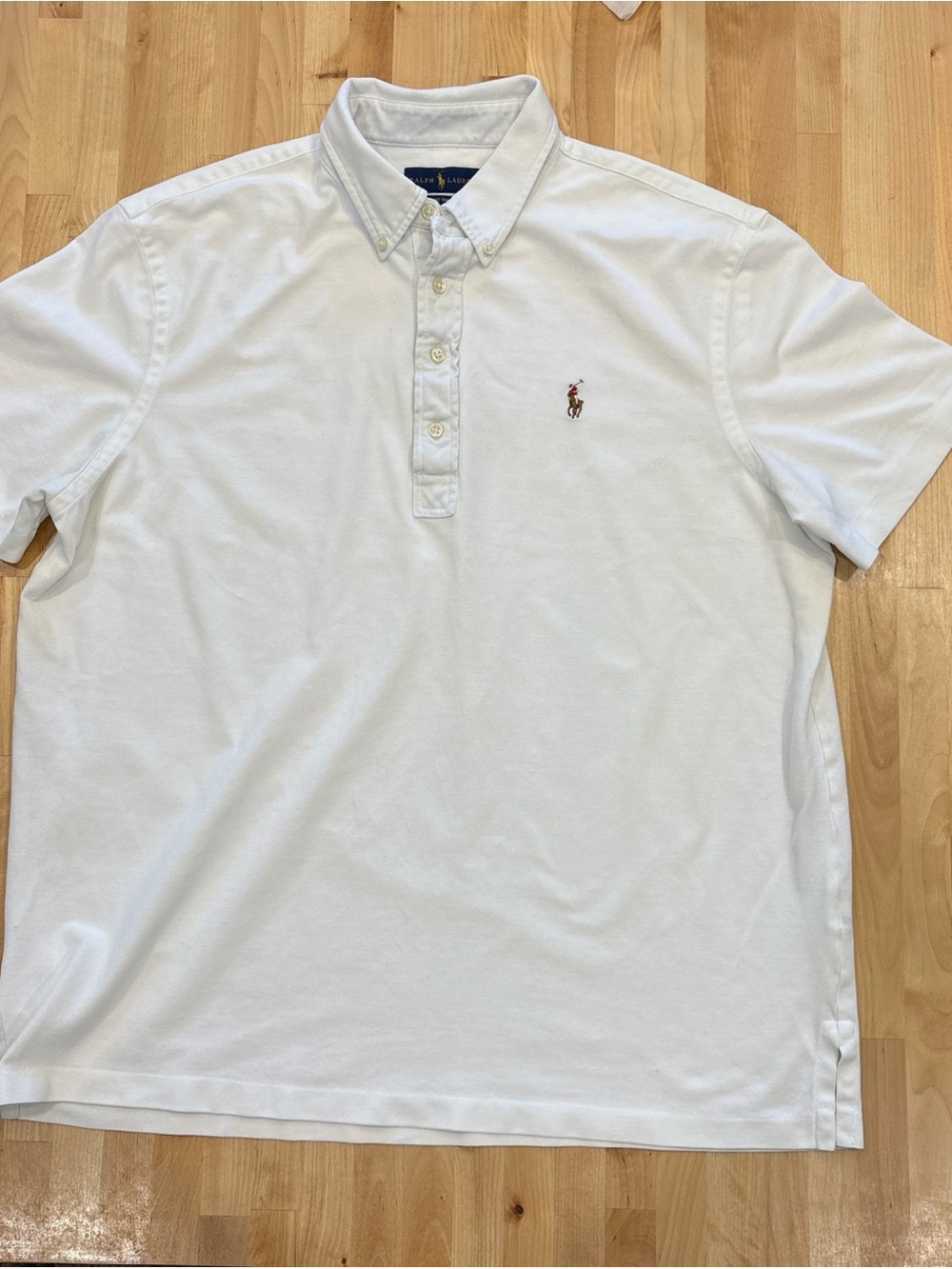 Ralph Lauren Knit Oxford 4 Button Polo White Men’s XL Flesh Pony - Picture 1 of 6